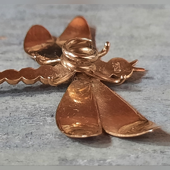 Vintage 18K Yellow Gold Ruby Custom Dragonfly Brooch Pin - Picture 12 of 15